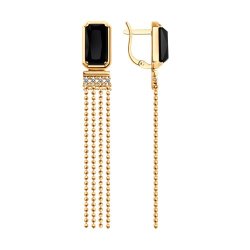 Серьги из золочёного серебра с агатами и фианитами (Арт.93-321-02084-1)