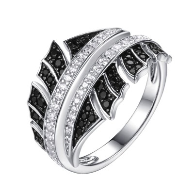 Кольцо с фианитами «Black&White Вихрь» серебро 925 Fresh Jewelry (арт.SL-R03350-X-WB-X-X-BW)