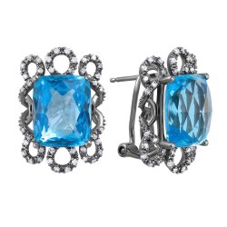Серьги из золота с бриллиантом и топазом (Арт.e23717c_sr_bt_blk)