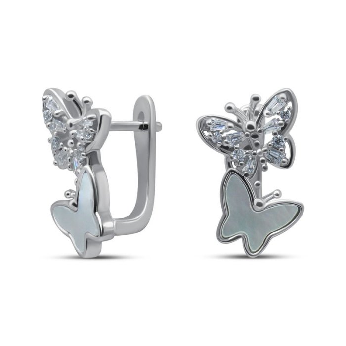 Серьги Серебряные крылья (Арт.222237123a_perlamutr_kubcirkonii)