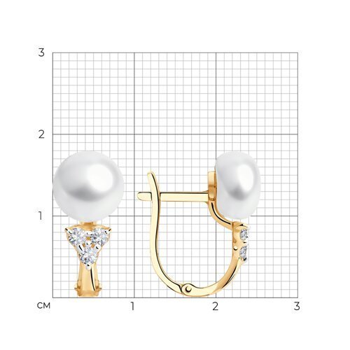 Серьги золотые пробы 585 с жемчугом (Арт.792238)