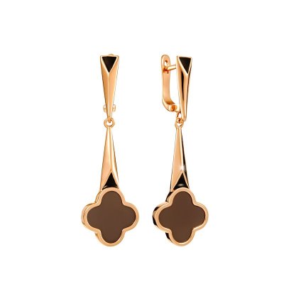 Серьги из серебра с керамикой и эмалью (Арт.tc-e01065-br-g-x-b-x)