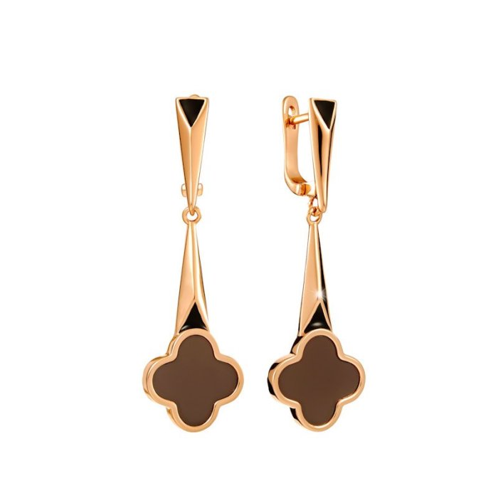 Серьги из серебра с керамикой и эмалью (Арт.tc-e01065-br-g-x-b-x)