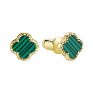 Серьги серебряные с малахитом «Lucky Clover» Fresh Jewelry (арт.TC-E02154-X-L-Mal-X-X)