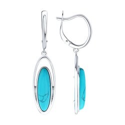 Серьги из серебра с бирюзой (Арт.94-321-02375-1) Серьги из серебра с бирюзой (Арт.94-321-02375-1)