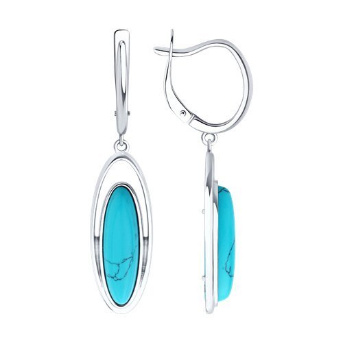 Серьги из серебра с бирюзой (Арт.94-321-02375-1) Серьги из серебра с бирюзой (Арт.94-321-02375-1)