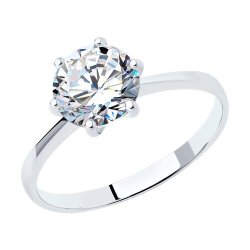 Помолвочное кольцо из серебра с фианитом (Арт.89010003)