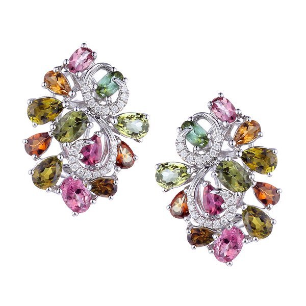 Серьги из белого золота с бриллиантом и турмалином (Арт.me89440k-4_sr_tuc_wg)