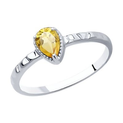 Кольцо из серебра с цитрином «Солнечная Капля» Соколов (арт.92012085)