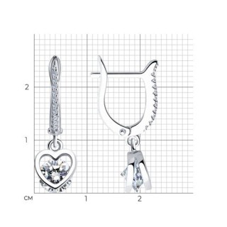 Серьги из серебра с фианитами «Сердца сияния» Соколов (арт.9402)