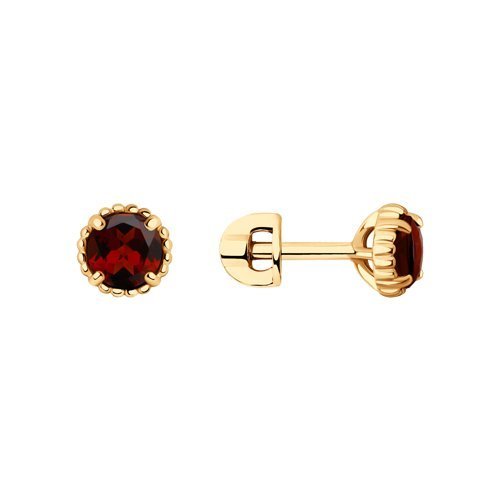 Серьги из золочёного серебра с гранатами (Арт.92022402)