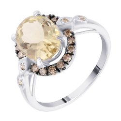 Кольцо из белого золота с бриллиантом и кварцем (Арт.r12228k-33_dn_lq_wg)