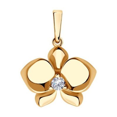 Кулон из золочёного серебра с фианитом «Цветок сияния» SOKOLOV (арт.93-130-01820-1)