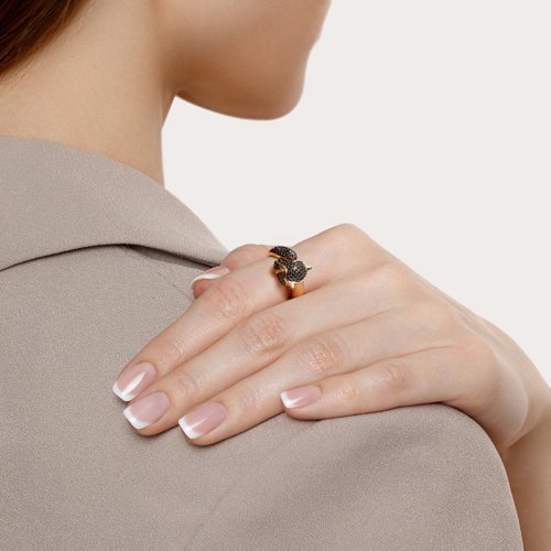 Кольцо из золота с бриллиантами и изумрудами (Арт.3010580)