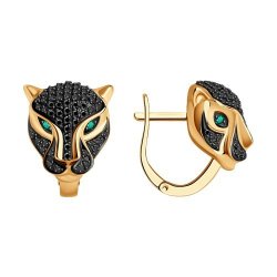 Серьги из золота с бриллиантами и изумрудами (Арт.3020493)