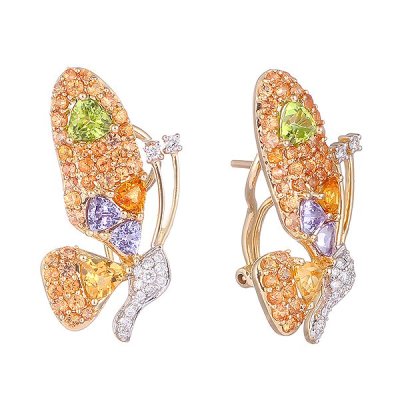 Серьги из золота с бриллиантом и сапфиром (Арт.re7016_os_ct_pd_ta_yg)