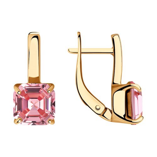 Серьги из золочёного серебра с кристаллами (Арт.93020971)