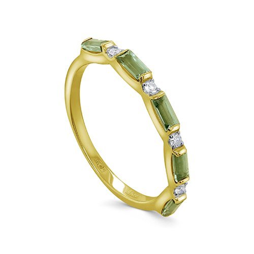 Кольцо золото с бриллиантами и зелёными сапфирами «Изумрудный луч» Kabarovsky (арт.11-21897-32500)