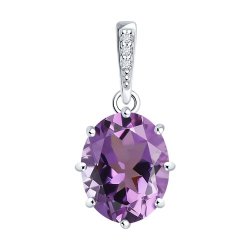 Подвеска из серебра с аметистом и фианитами (Арт.94-330-02054-3)