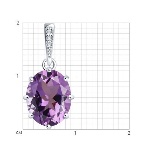 Подвеска из серебра с аметистом и фианитами (Арт.94-330-02054-3)