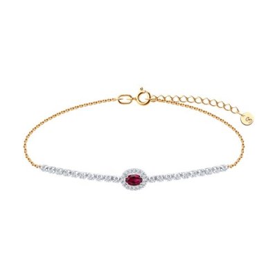 Браслет из комбинированного золота с бриллиантами и рубином (Арт.4050040)