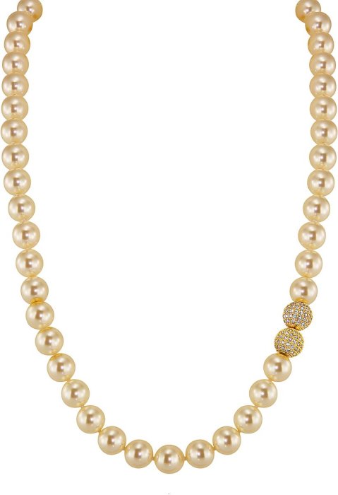 Ожерелье из серебра с жемчугом и куб. цирконием (Арт.32l-gk-5)