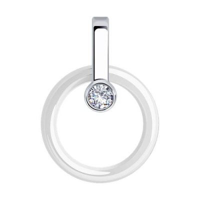 Подвеска из серебра с керамической вставкой и фианитом (Арт.94-130-01280-2)