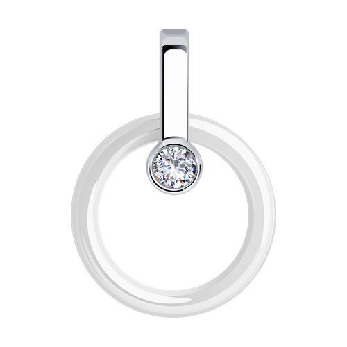 Подвеска из серебра с керамической вставкой и фианитом (Арт.94-130-01280-2)