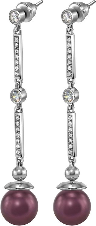Серьги из серебра с жемчугом и кристаллом swarovski (Арт.aas-5-10-18-s)