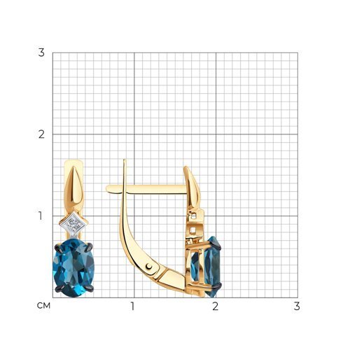 Серьги золотые пробы 585 с топазом (Арт.51-320-01919-2)