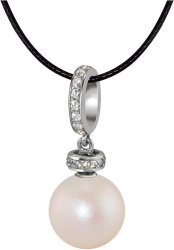 Кулон из серебра с жемчугом и кристаллом swarovski (Арт.abp-2-10-35-s)