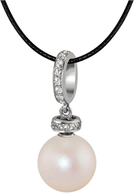 Кулон из серебра с жемчугом и кристаллом swarovski (Арт.abp-2-10-35-s)