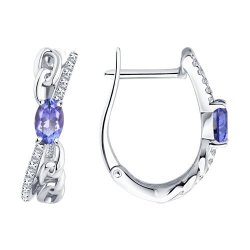 Серьги из белого золота с бриллиантами и танзанитами (Арт.6024451-3)