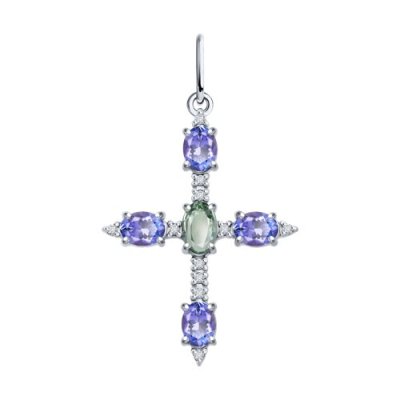 Подвеска из белого золота с миксом камней (Арт.6034167-3)