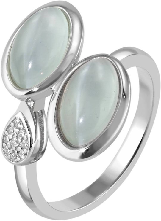 Кольцо из серебра с кошачим глазом и куб. цирконием (Арт.far-2-2-2-s-54)