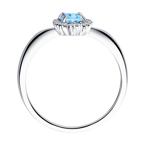 Кольцо из белого золота с бриллиантами и аквамарином (Арт.6014302-3)