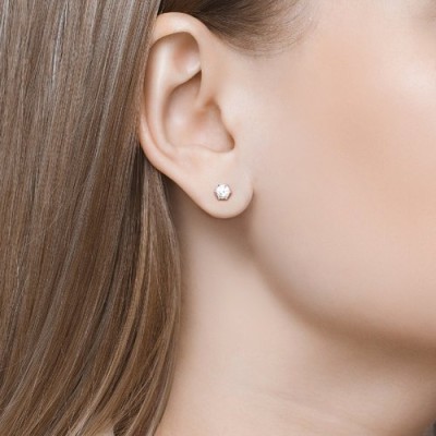 Серьги-пусеты из серебра с фианитом «Чистый блеск» Соколов (арт.9402)