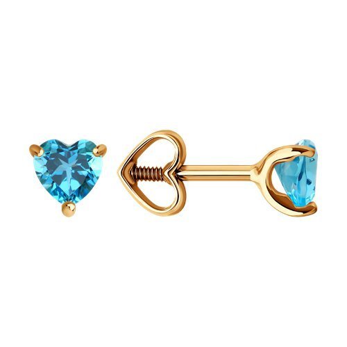 Серьги пусеты золотые пробы 585 с топазом (Арт.729296)