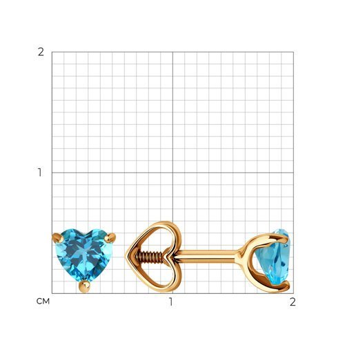 Серьги пусеты золотые пробы 585 с топазом (Арт.729296)