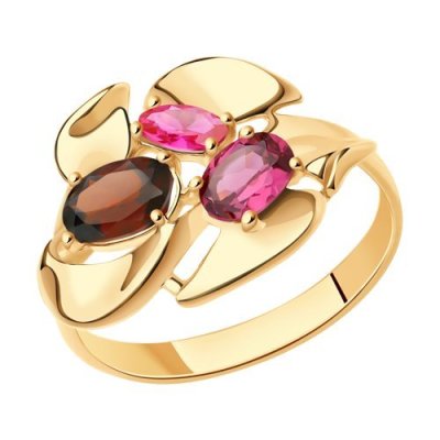 Кольцо золотое пробы 585 с миксом камней (Арт.714860)