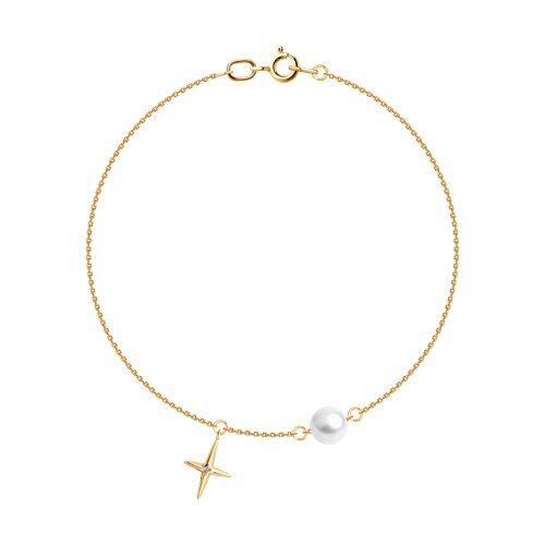 Браслет золотой пробы 585 с жемчугом (Арт.79-50012)