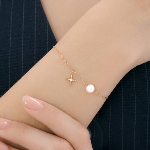 Браслет золотой пробы 585 с жемчугом (Арт.79-50012)