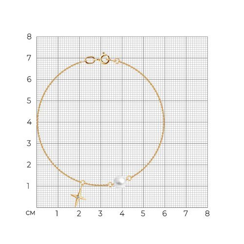 Браслет золотой пробы 585 с жемчугом (Арт.79-50012)