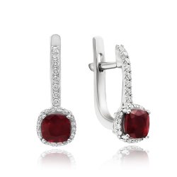 Серьги из золота с бриллиантом и рубином Русские Самоцветы (Арт.95954)