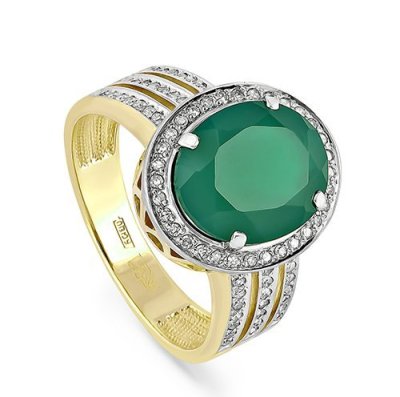 Кольцо золото с ониксом и бриллиантами «Изумрудный Овал» Kabarovsky (арт.11-2448-1900)