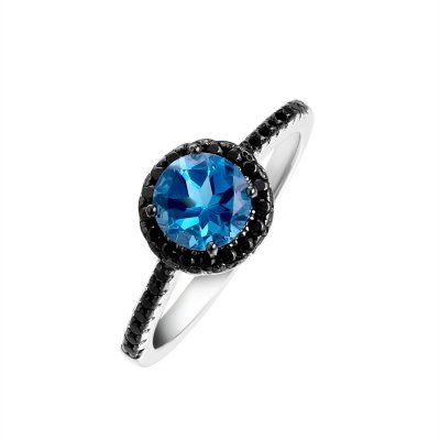 Кольцо из серебра с топазом (Арт.cz-r00926-x-wb-lb-x-b)