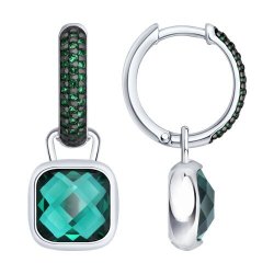 Серьги из серебра с кварцами и фианитами (Арт.92023230)
