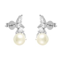Серьги из серебра с жемчугом и куб. цирконием (Арт.hl-e01315-x-w-ps-x-w)