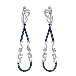 Серьги из серебра с куб. цирконием и сапфиром (Арт.nr-e01124-x-w-w-x-bl)