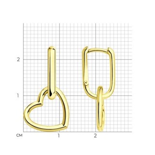 Серьги из серебра с золочением «Золотое сердце» Соколов (арт.93022493)